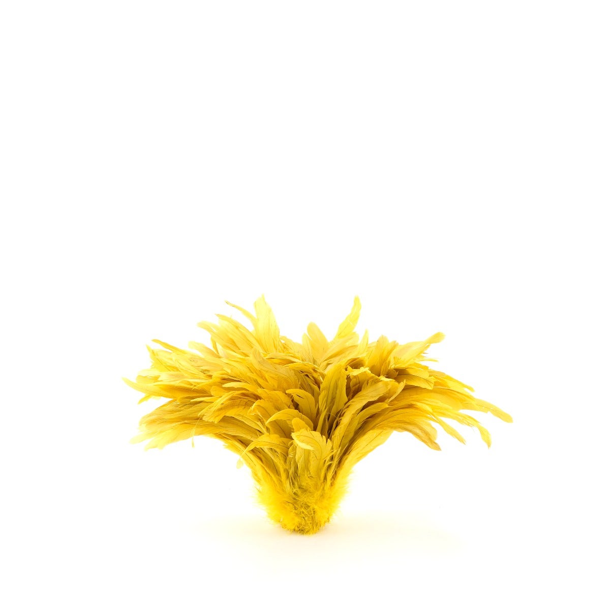 ROOSTER COQUE TAILS FEATHERS BLEACH DYED 7-10” - 1/2 Yard ( 18") - Bright Yellow