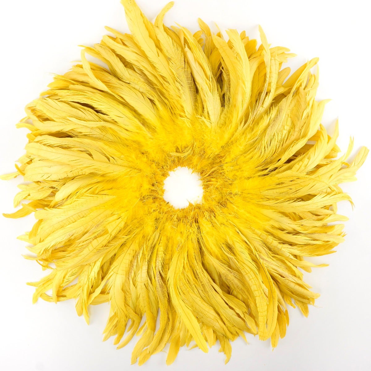ROOSTER COQUE TAILS FEATHERS BLEACH DYED 7-10” - 1/2 Yard ( 18") - Bright Yellow