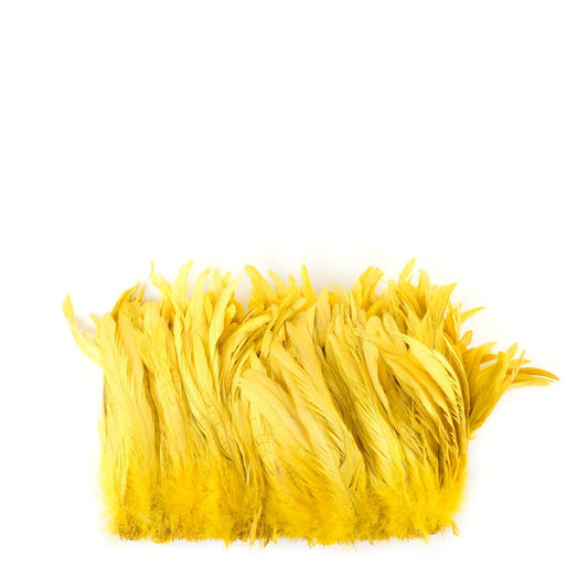 ROOSTER COQUE TAILS FEATHERS BLEACH DYED 7-10” - 1/2 Yard ( 18") - Bright Yellow