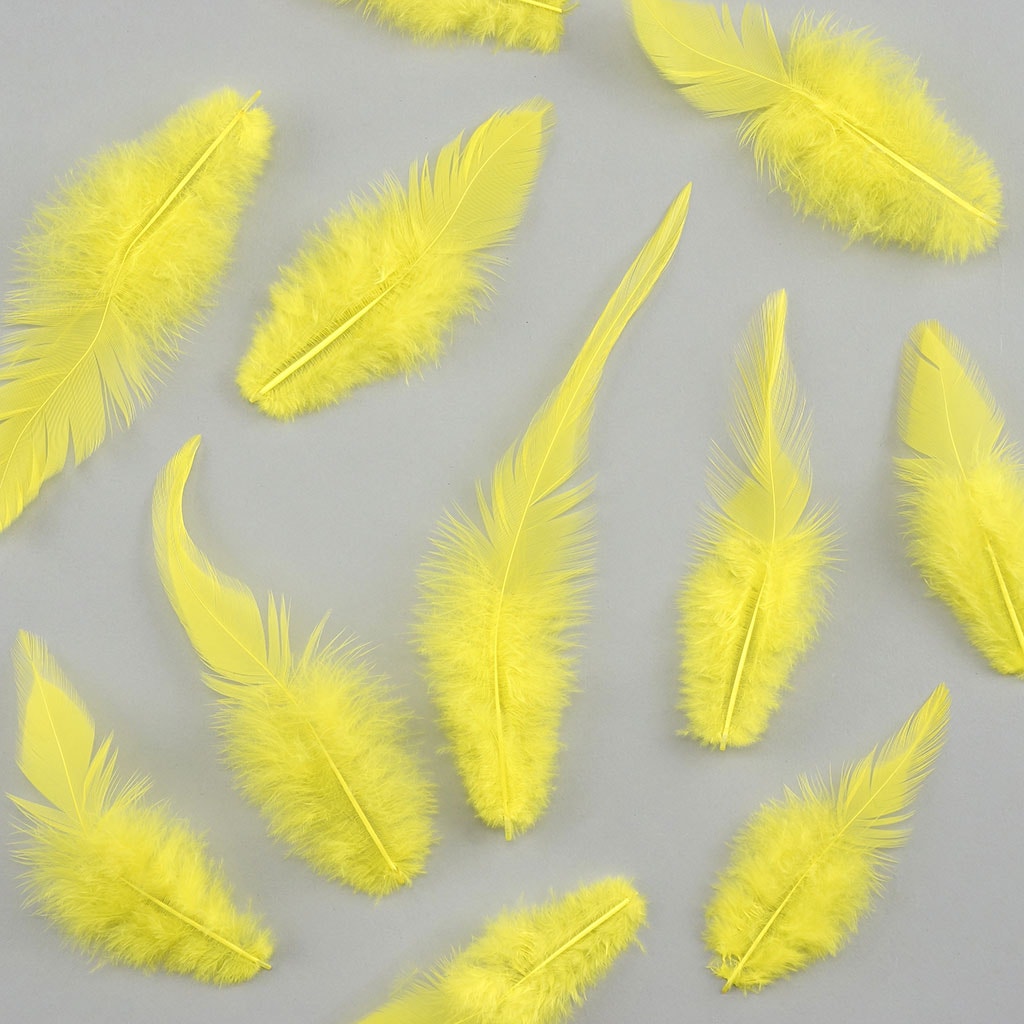 Rooster Saddles-White-Dyed - Fl Yellow